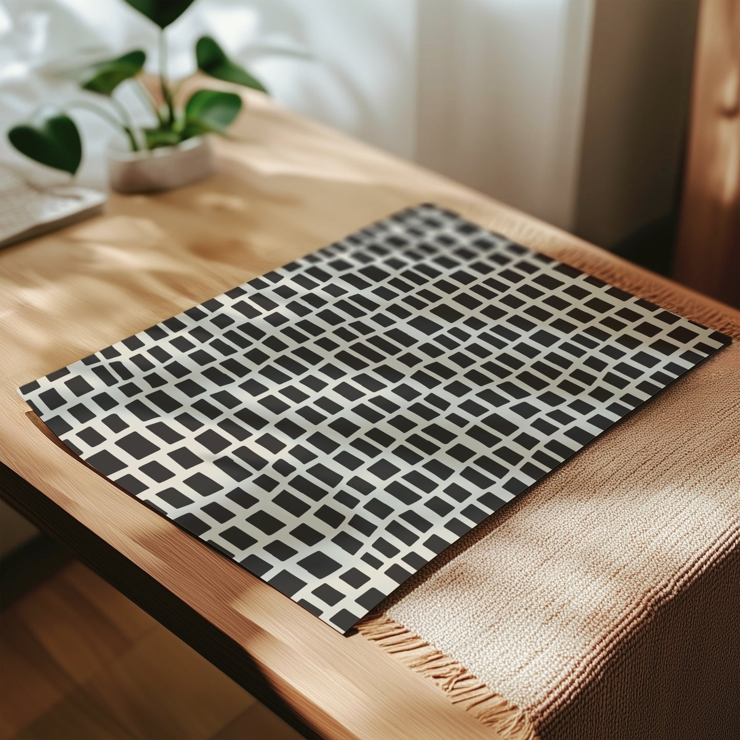 Dette kunstverket gir et sofistikert og moderne uttrykk som passer perfekt inn i minimalistiske, urbane og skandinaviske interiørstiler. Illustrasjon viser plakat uten hvit kant.