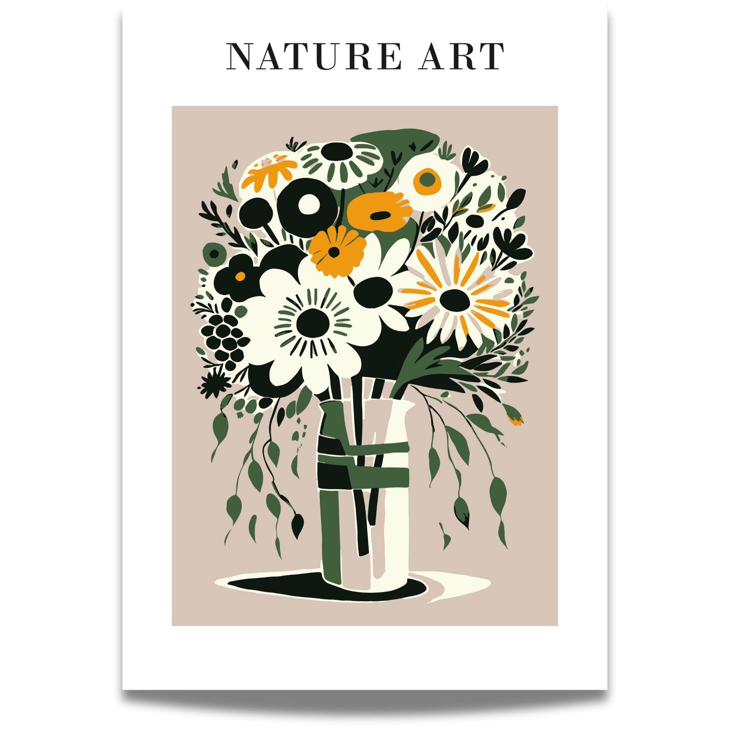La naturen blomstre på veggen med Nature Art – Blomsterplakat i Retrostil.