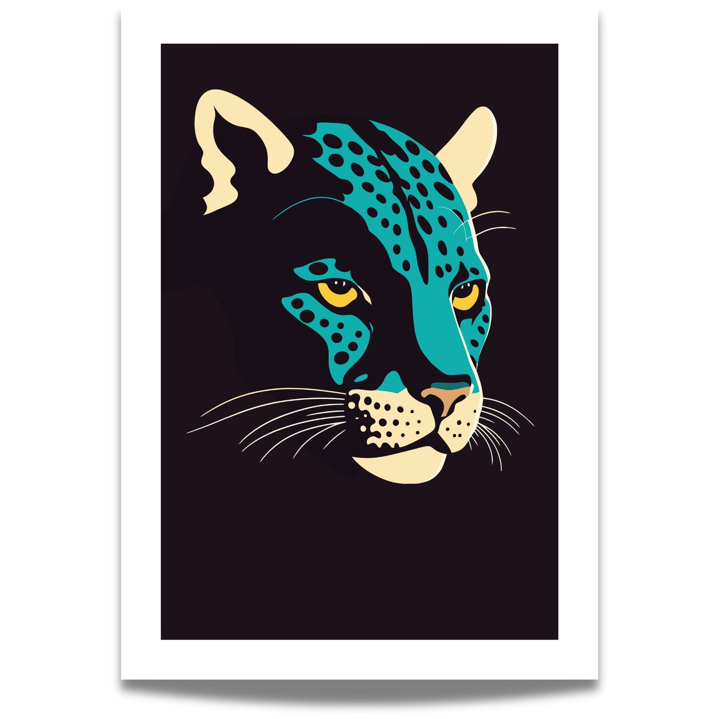 Neon Panter Plakat, et iøynefallende kunstverk som kombinerer dyremotiver med en moderne, grafisk stil.