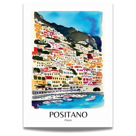Opplev Positanos ikoniske skjønnhet med vår plakat Positano No5.