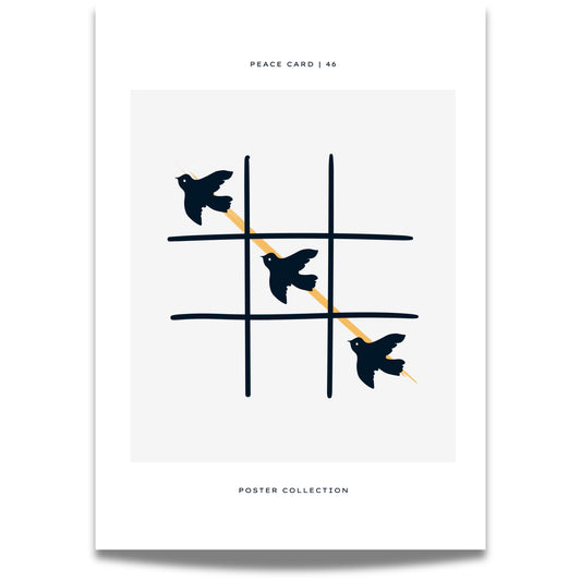 Peace Card 46 – grafisk plakat kombinerer lek og symbolikk i et unikt motiv.
