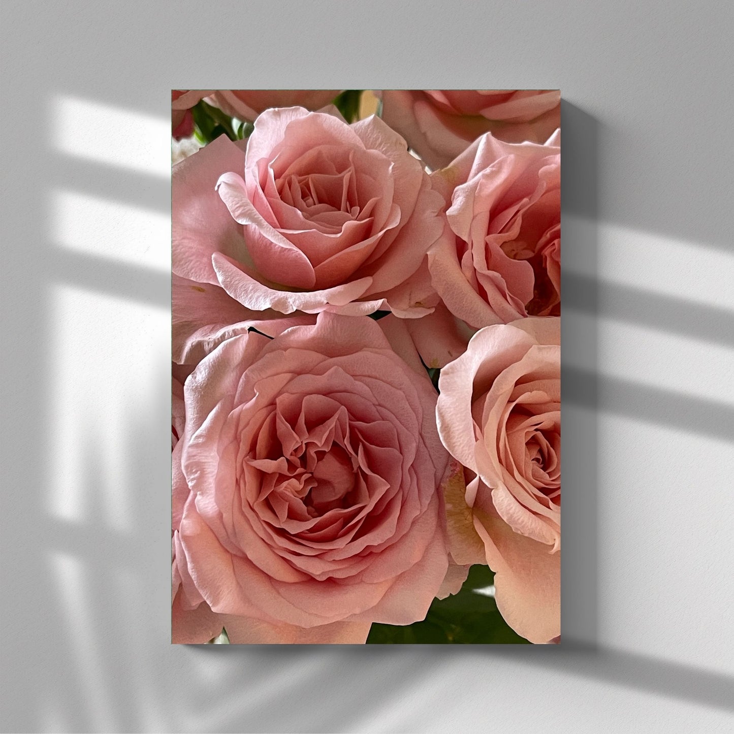 Forvandle ethvert rom med elegansen fra denne vakre plakaten eller lerretet som viser en nydelig rosa rosebuket. Illustrasjonsfoto viser motivet på lerret.