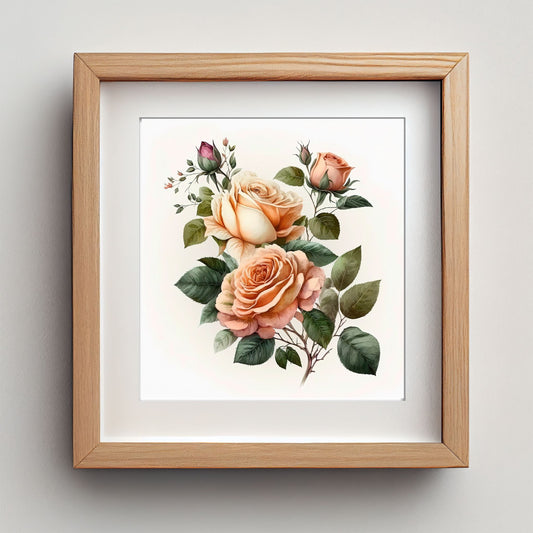 Romantic Rose No4 i ramme med passepartout.