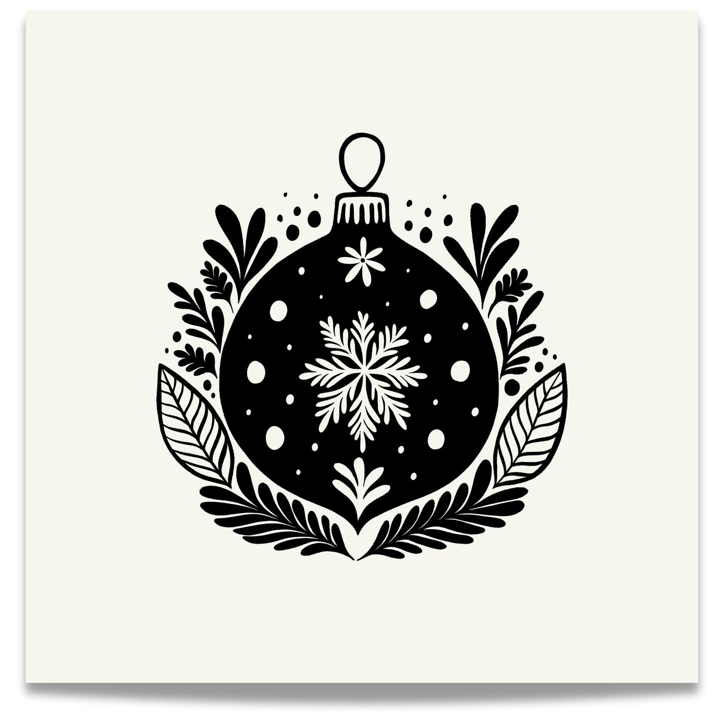 Denne stilrene plakaten er inspirert av skandinavisk minimalisme og klassisk julepynt, med detaljerte illustrasjoner som gir en følelse av ro og vinterens magi.