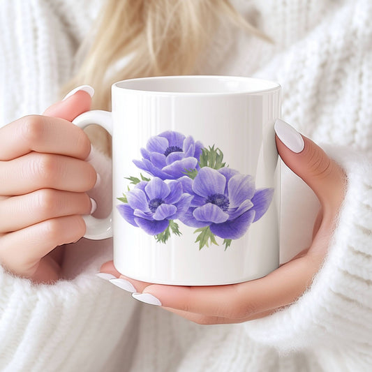 Sommerkrus ANEMONE No3 har et frodig motiv med tre lilla anemoner i full blomst