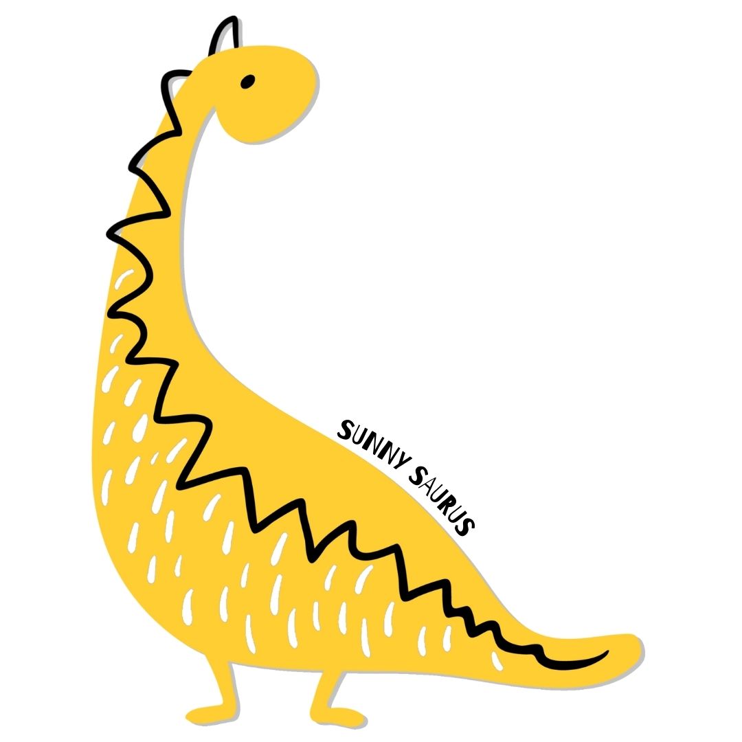 Emaljekrus med Sunny Saurus fra Dino Venneflokken. Plass til navn på andre siden.