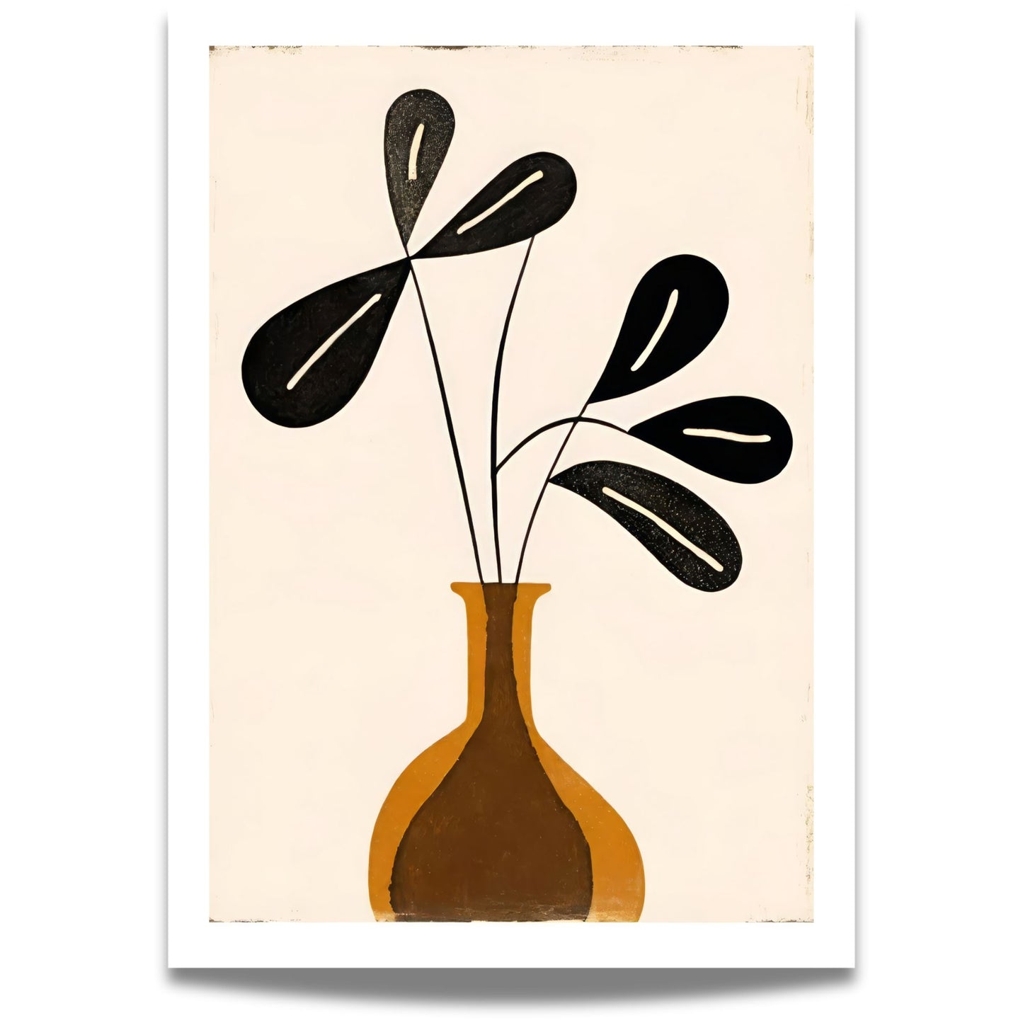 Vintage Vase er en elegant tolkning av klassisk botanisk kunst, der en stilisert vase med flytende organiske linjer skaper en sofistikert og varm estetikk.