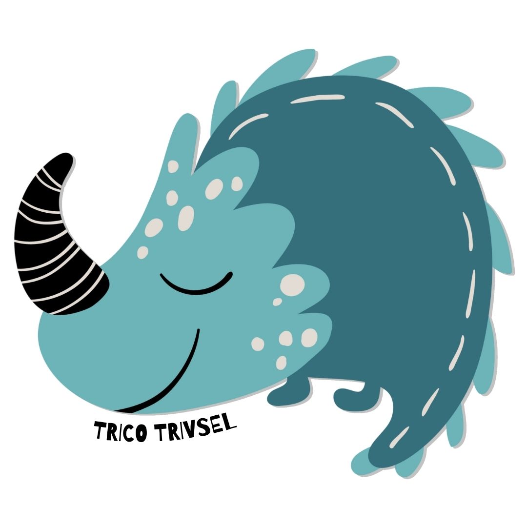 Emaljekrus med Trico Trivsel fra Dino Venneflokken. Plass til navn på andre siden.