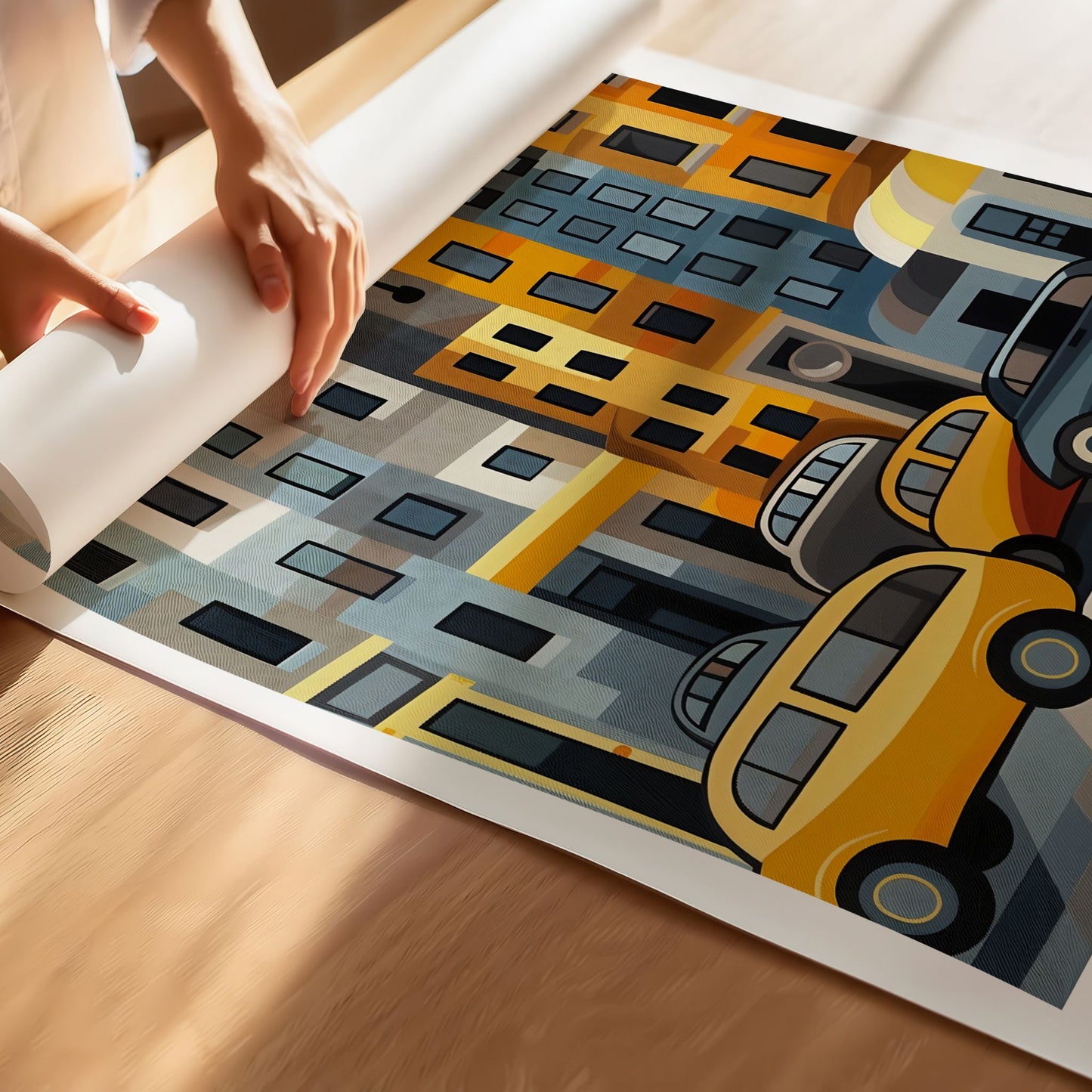 URBAN HARMONI – ABSTRAKT BYPLAKAT OG LERRET