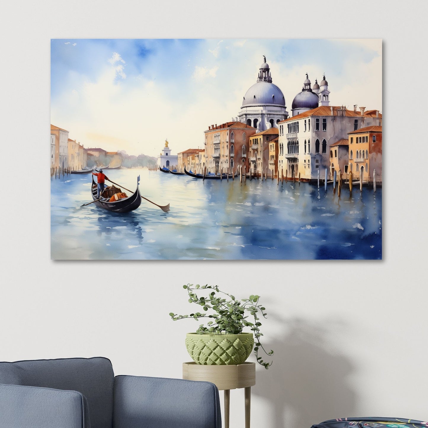 Grafisk maleri. Utforsk den romantiske skjønnheten med vår Venezia plakat og lerret. Dykk inn i det pulserende hjertet av Italia mens du tar inn synet av gondoler som glir stille gjennom kanalene og de fargerike bygningene som speiler seg i det stille vannet.