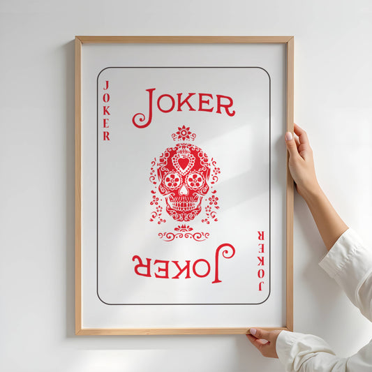 KORTSTOKK Joker Rød Plakat i ramme – fargerik veggkunst