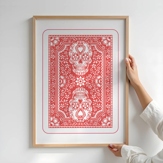 KORTSTOKK Bakside Rød Plakat på vegg – grafisk interiørkunst