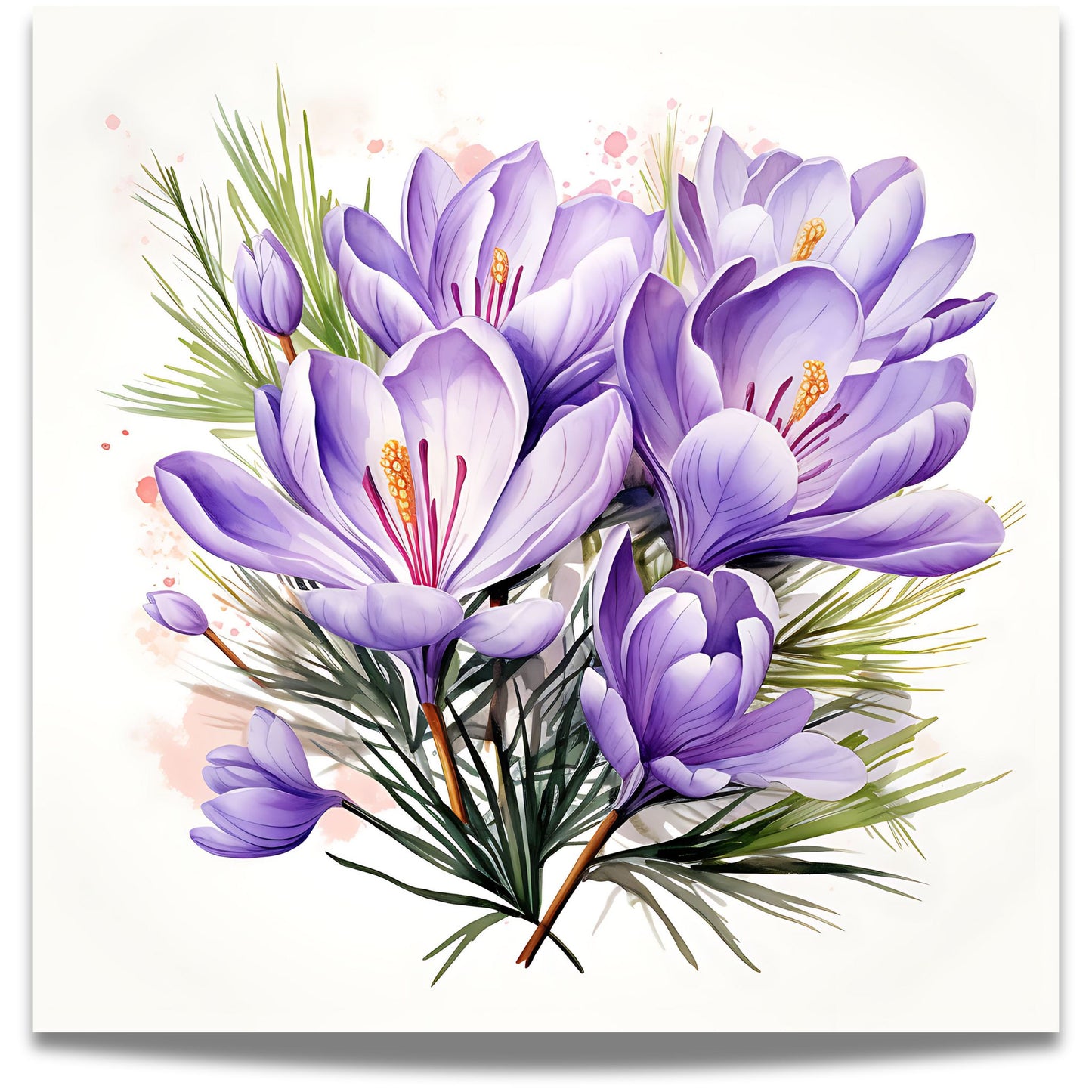 Vårkrokus – Plakat byr på en myk og poetisk fremstilling av krokusblomster – en hyllest til vårens første tegn.