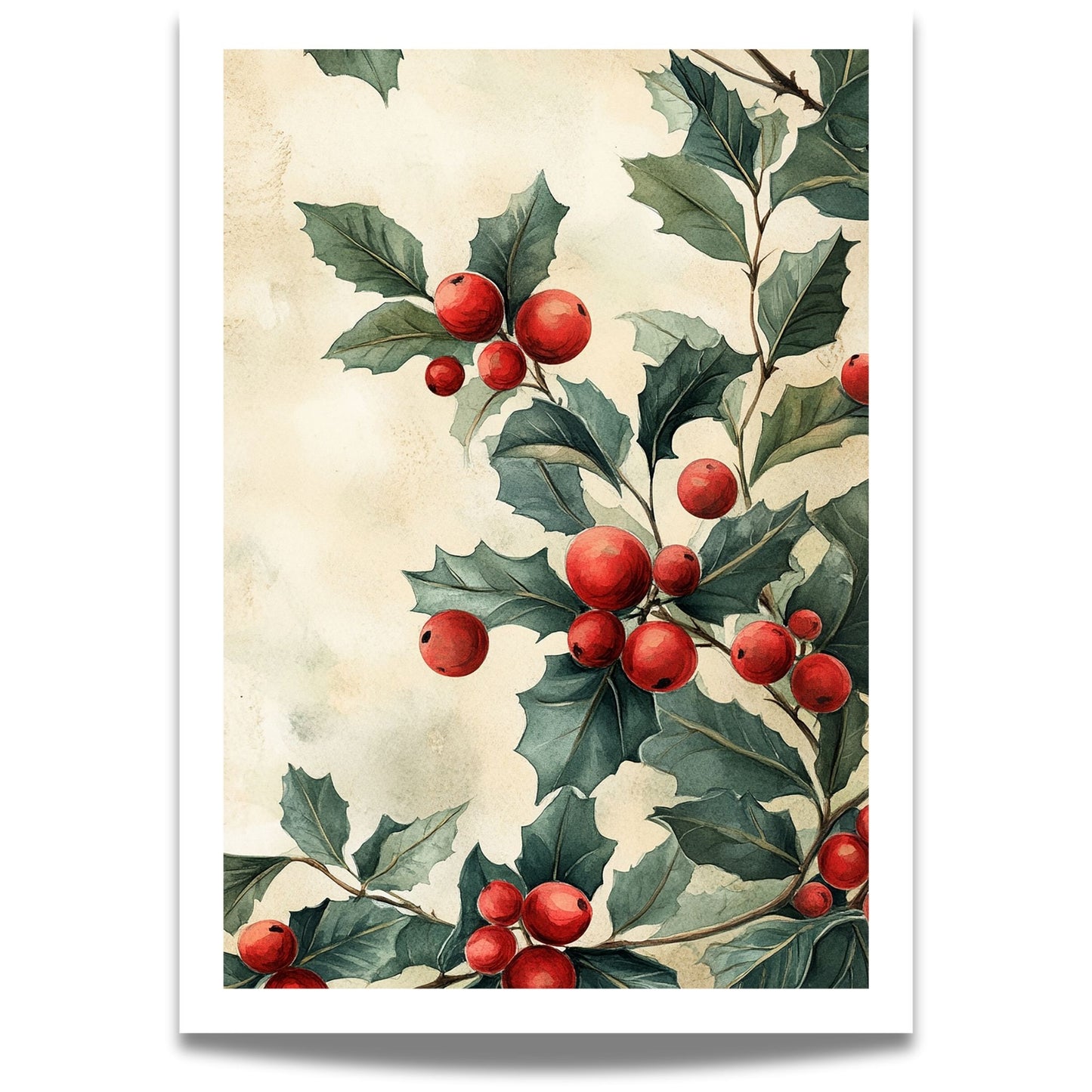 Bring tradisjonsrik julestemning inn i hjemmet ditt med vår tidløse Vintage Jul-plakat og lerret med nostalgiske kristtornmotiv.