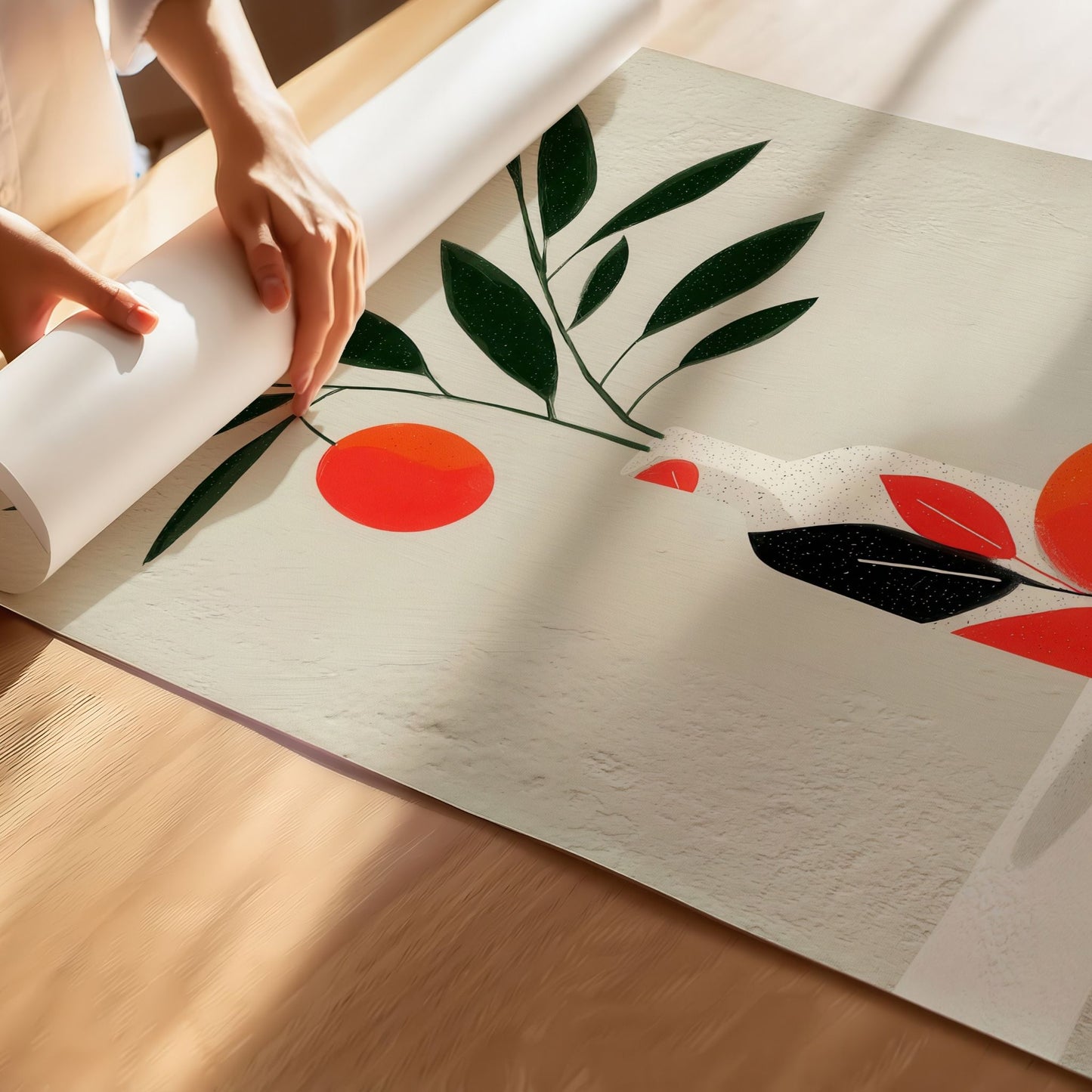 Nærbilde av detaljer og struktur i botanisk illustrasjon.