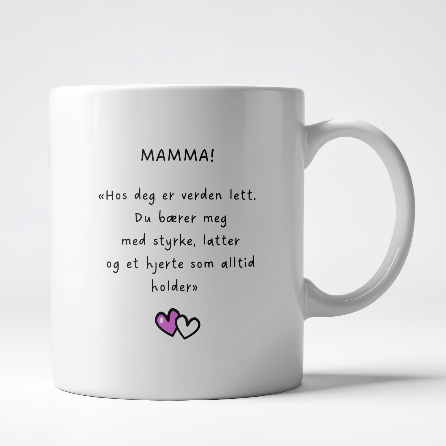 Keramikkrus med illustrasjon på én side og tekst på den andre – I will always love you mom