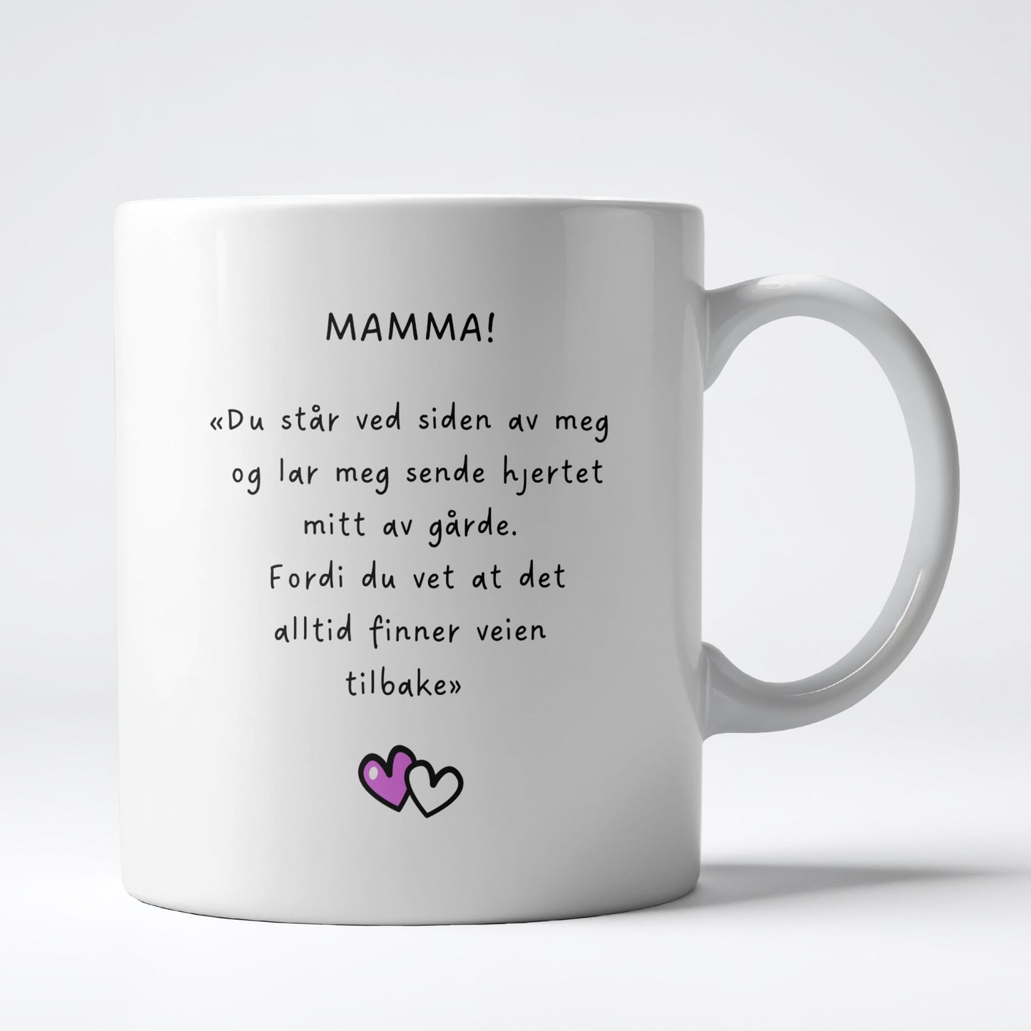 Keramikkrus med illustrasjon på én side og tekst på den andre – I will always love you mom