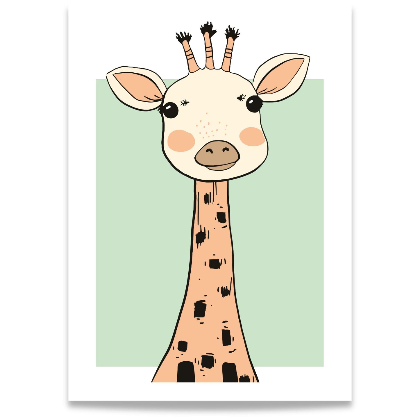 Giraff plakat til barnerom i nordisk stil med myke pastellfarger