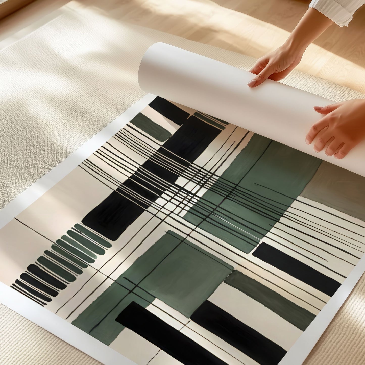 Detaljbilde av premium plakatpapir med abstrakt motiv fra Nordisk Harmoni Duo
