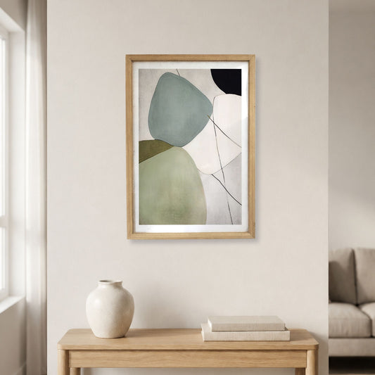 Silent Balance moderne grafisk plakat med organiske former og minimalistisk uttrykk.