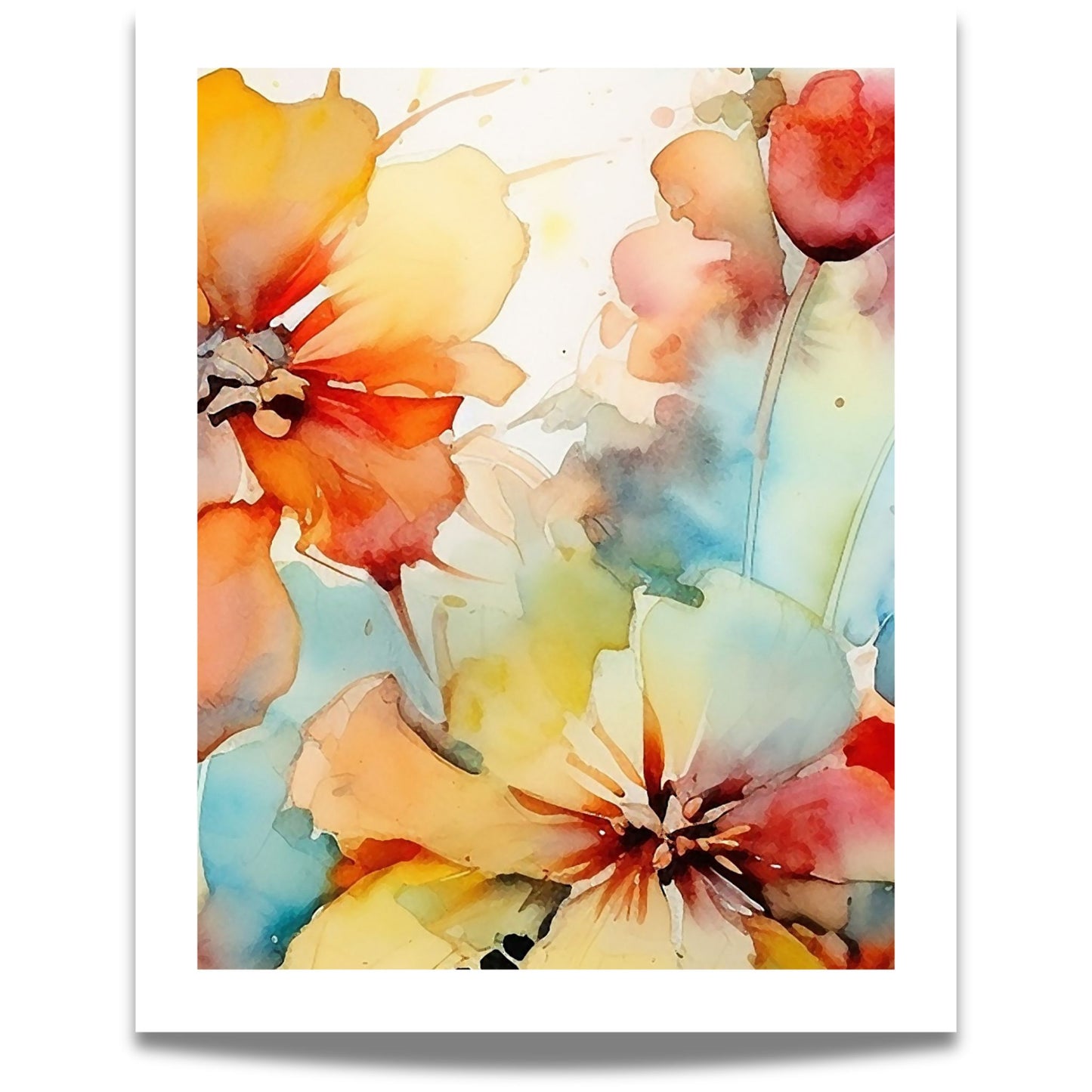 Soft Energy Bloom No2 moderne blomsterplakat i akvarellstil med varme korall- og pastelltoner 40X50
