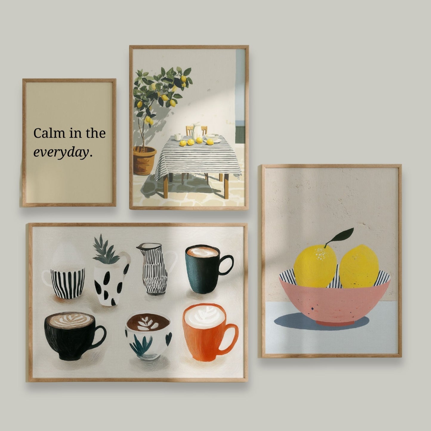 Illustrasjon av et galleri med motiv fra serien Still Life & Everyday Calm.