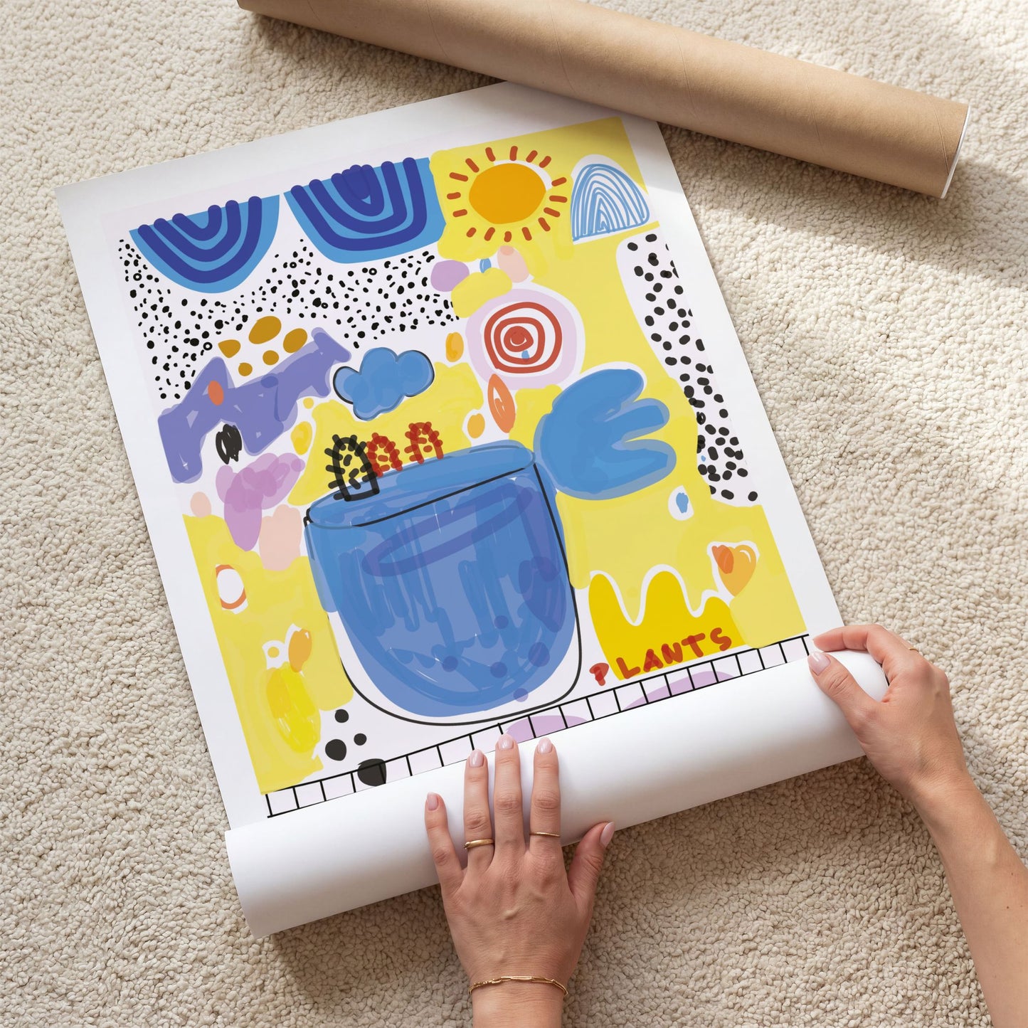 Sunny Spirit fargerik kunstplakat på Premium 230 g matt papir