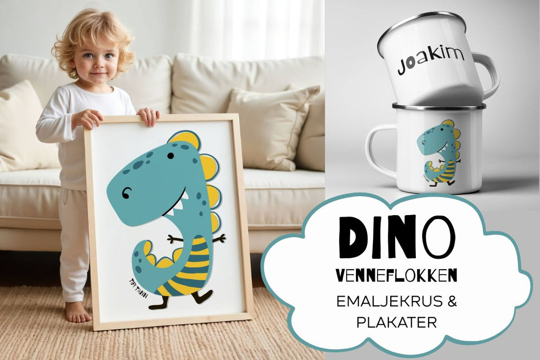 Nyhet: Dino Venneflokken Emaljekrus og Plakater