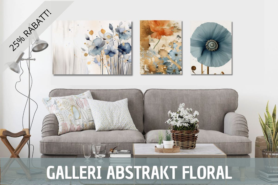 Galleri Abstract Floral - 3 grafiske motiver i akvarell