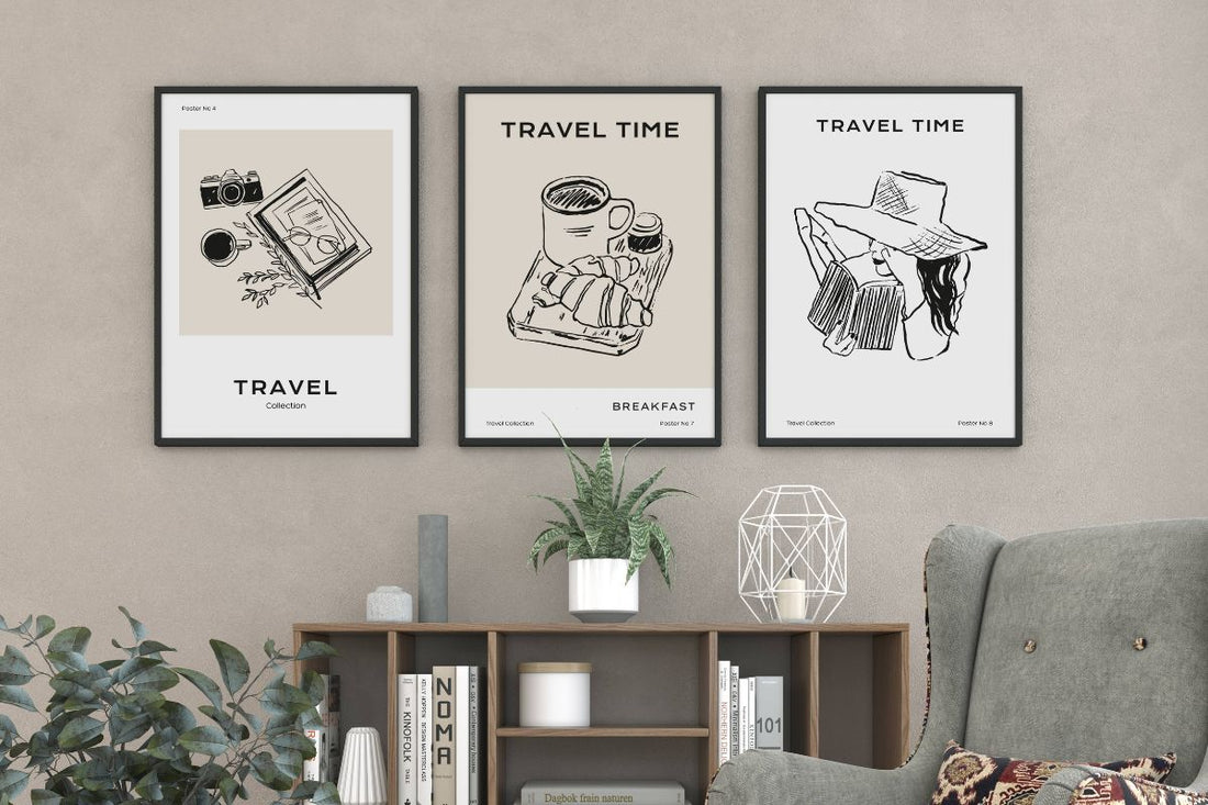 Plakatene fra Travel Collection kan stå alene som blikkfang, eller settes sammen i gallerivegger for å skape en helhetlig stemning i hjemmet.