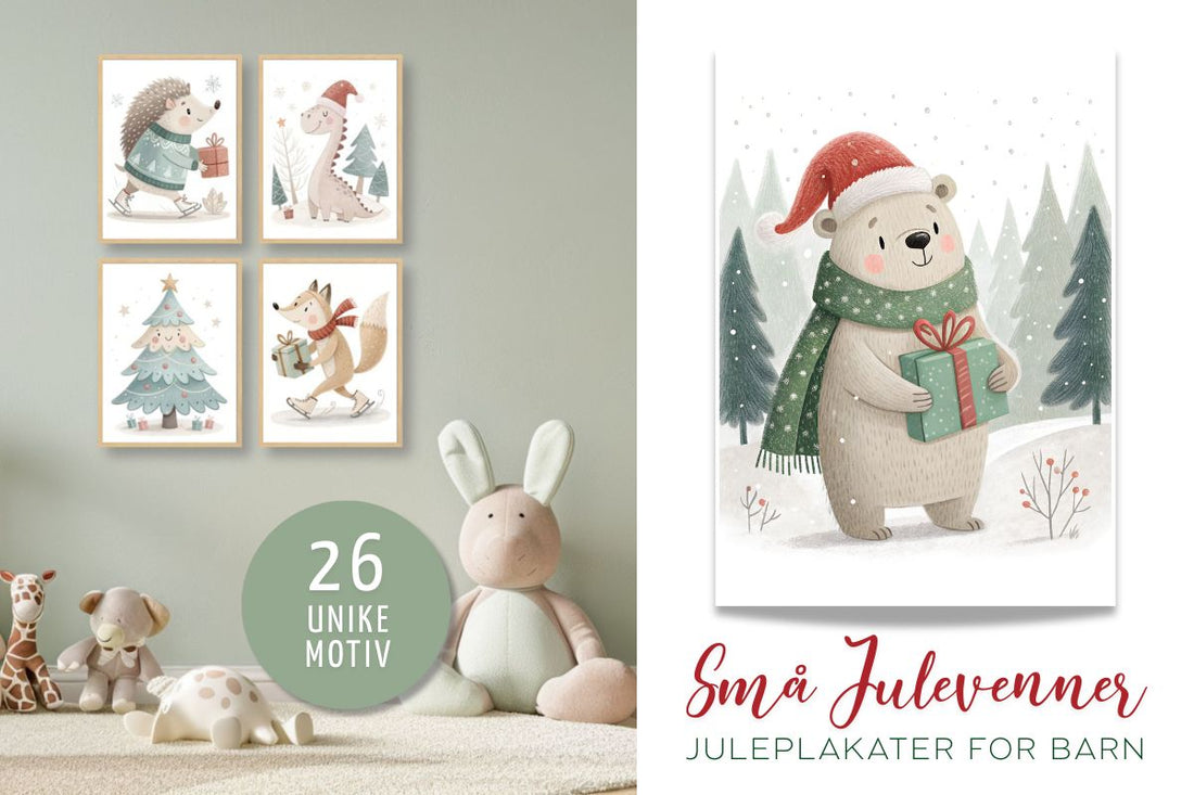 Små julevenner – en plakatserie full av vinterglede og små magiske øyeblikk