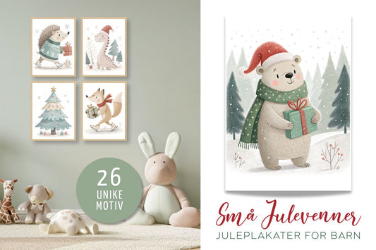 Små julevenner – en plakatserie full av vinterglede og små magiske øyeblikk