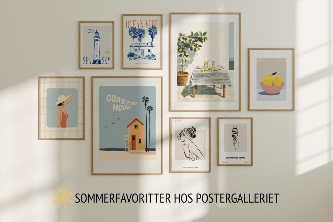 Sommerfavoritter hos Postergalleriet – kuratert samling av sommerlige plakater inspirert av kyst, reiser, sitrontrær og rolige sommerdager.