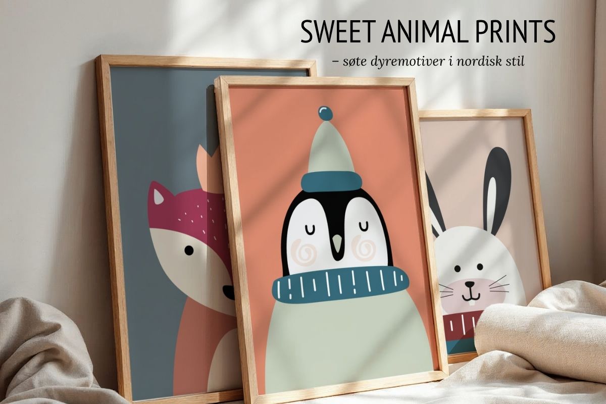 Sweet Animal Prints er en plakatserie til barnerommet med søte dyremotiver i nordisk stil