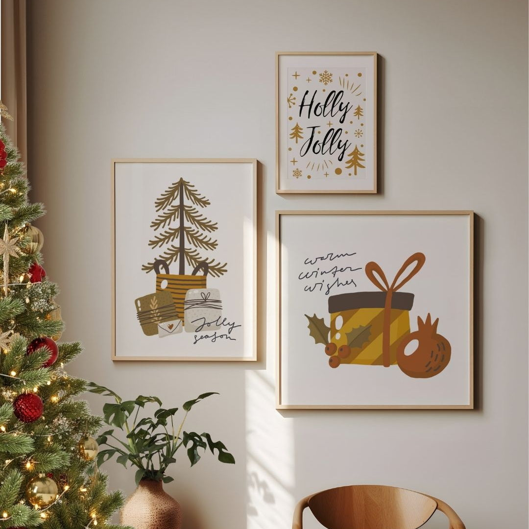 Cozy Christmas Collection  En varm og moderne julekolleksjon med illustrerte motiv i dempede naturtoner. 