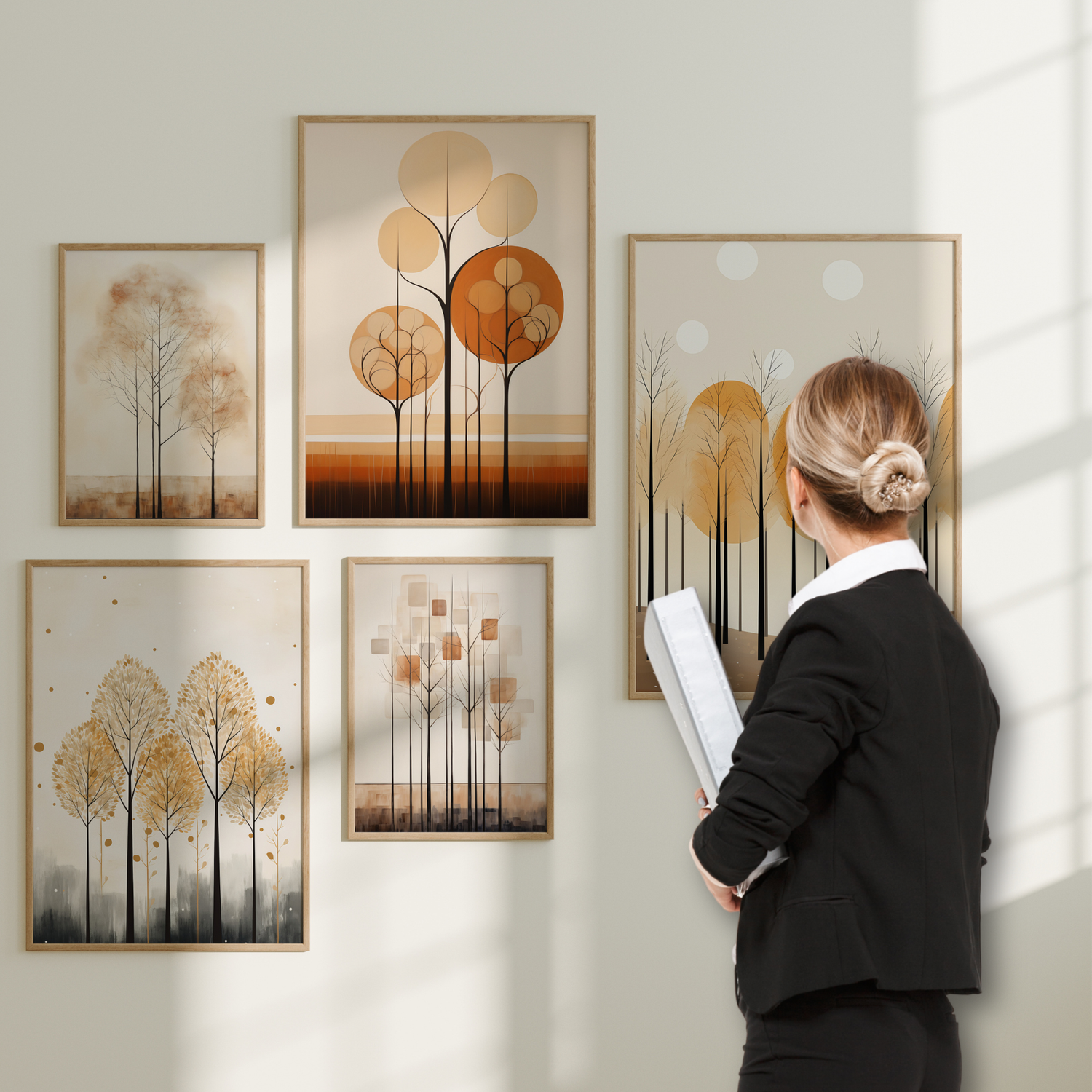 Abstrakte skogsmotiv som plakat og lerret i varme jordtoner fra Abstract Forest