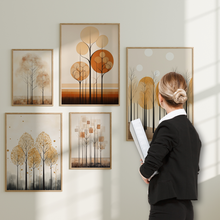 Abstrakte skogsmotiv som plakat og lerret i varme jordtoner fra Abstract Forest