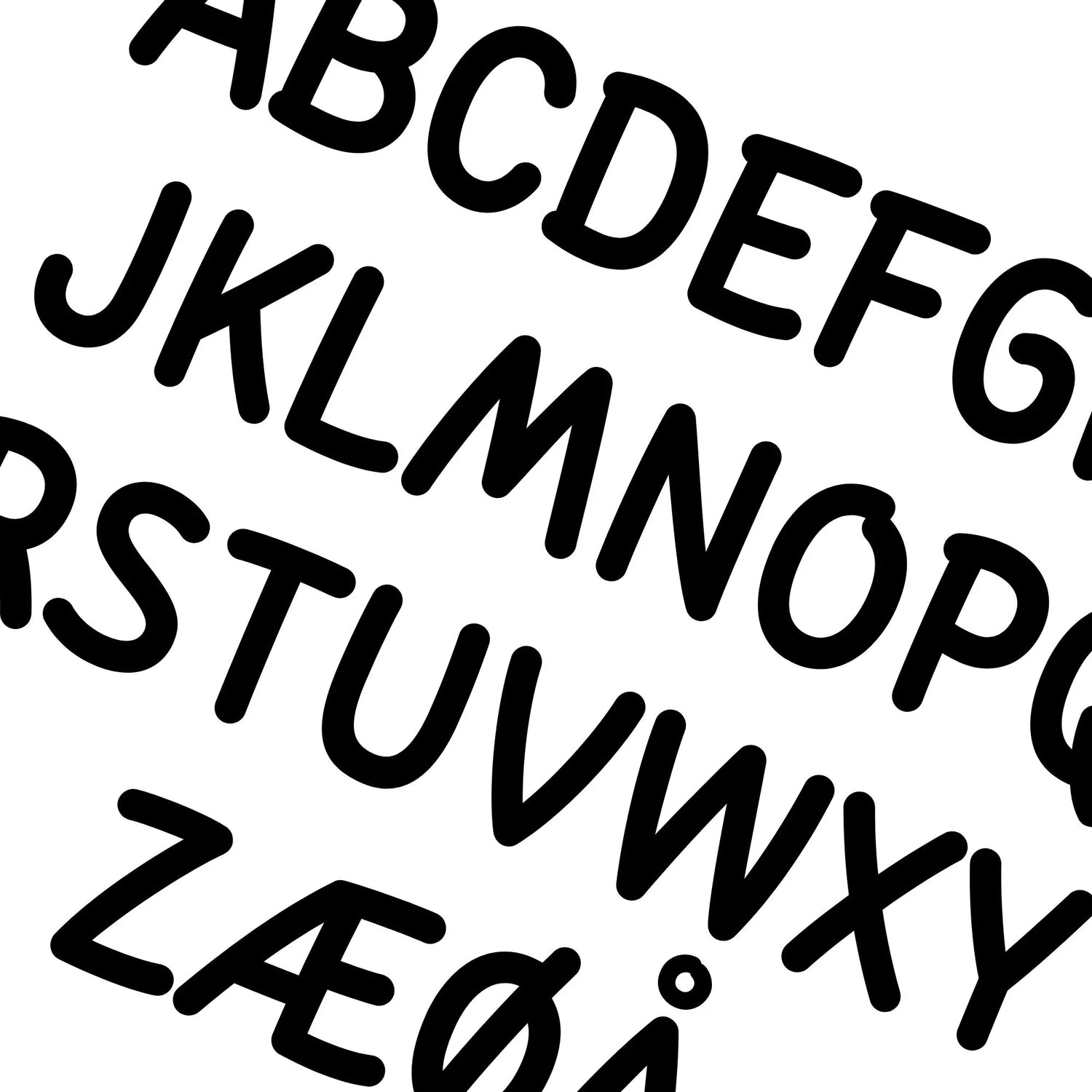 Typografiske alfabetplakater med bokstaver i grafisk og nordisk design
