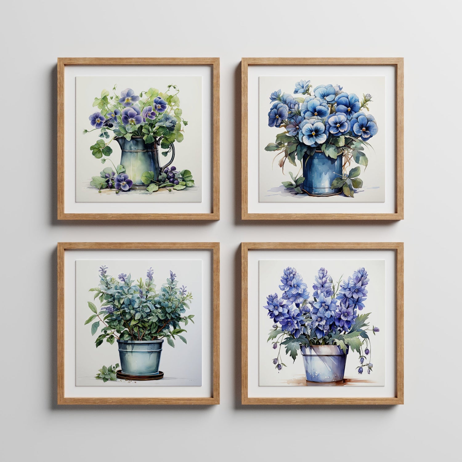 Blomster i blått – botaniske plakater med blå blomster i myke, harmoniske nyanser