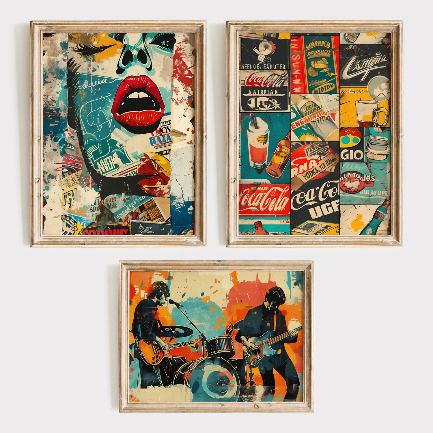 Collagekunst i urbant uttrykk med sterke farger, grafiske elementer og retro-inspirerte motiver – Captivating Collage