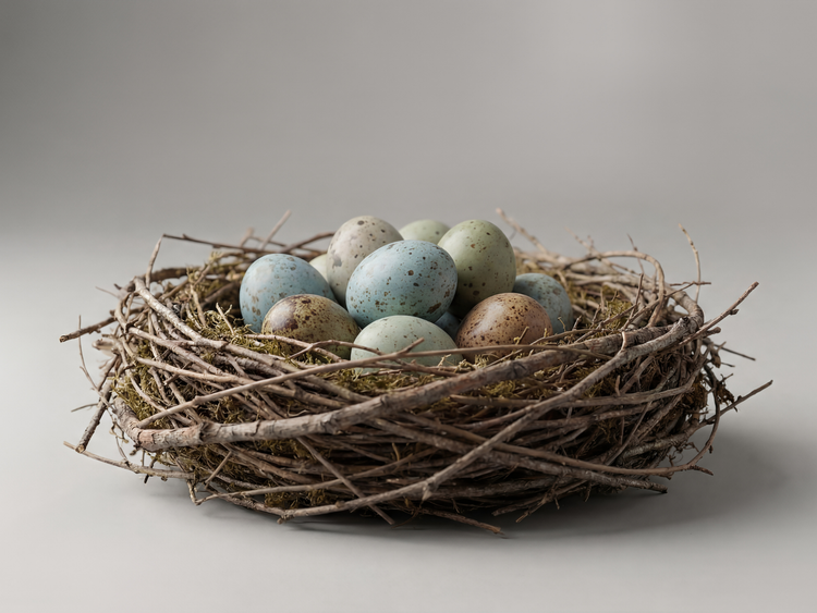 Påskeegg plakater med rede og naturlige egg