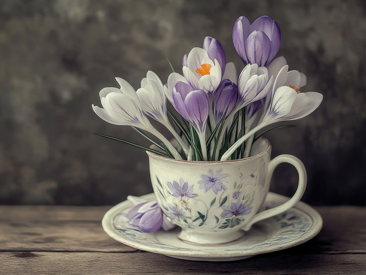 Vårblomster plakater med krokus og vårstemning