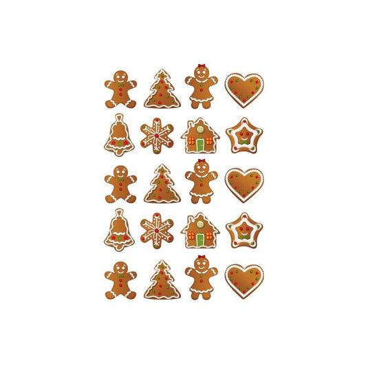 Stickers julemerker - pepperkakemotiv. Pynt julekortene eller julepakkene med dekorative jule-stickers.