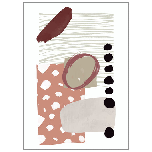 «Abstract Organic" plakatserie med 10 ulike motiv å velge mellom, bringer en følelse av ro og naturlig eleganse til ethvert rom. Hvert motiv i serie er utformet med organisk inspirasjon og hovedfargene burgunder, beige, brun, oker og sort. 