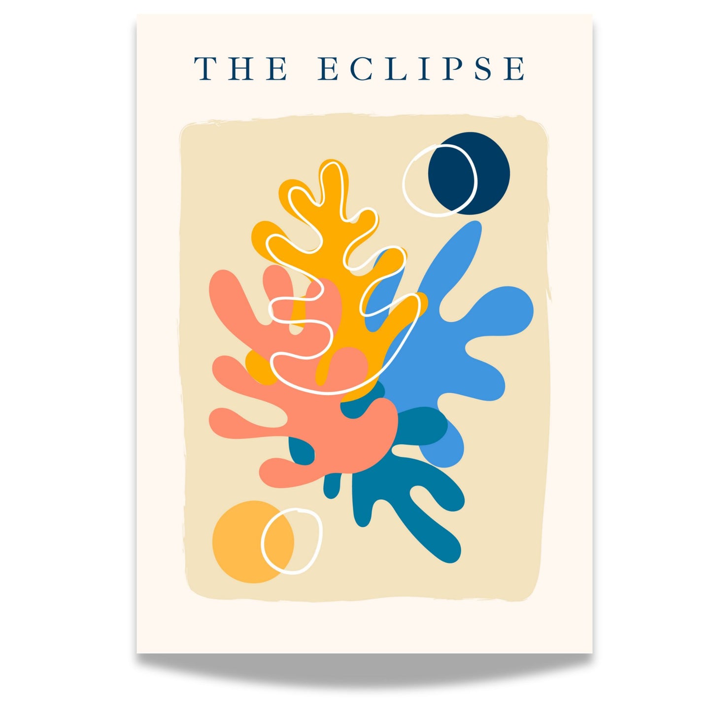 Inspirert av den ikoniske stilen til Henri Matisse, kombinerer denne plakaten abstrakte former og dristige farger for å illustrere det naturlige fenomenet med en minimalistisk, moderne vri.