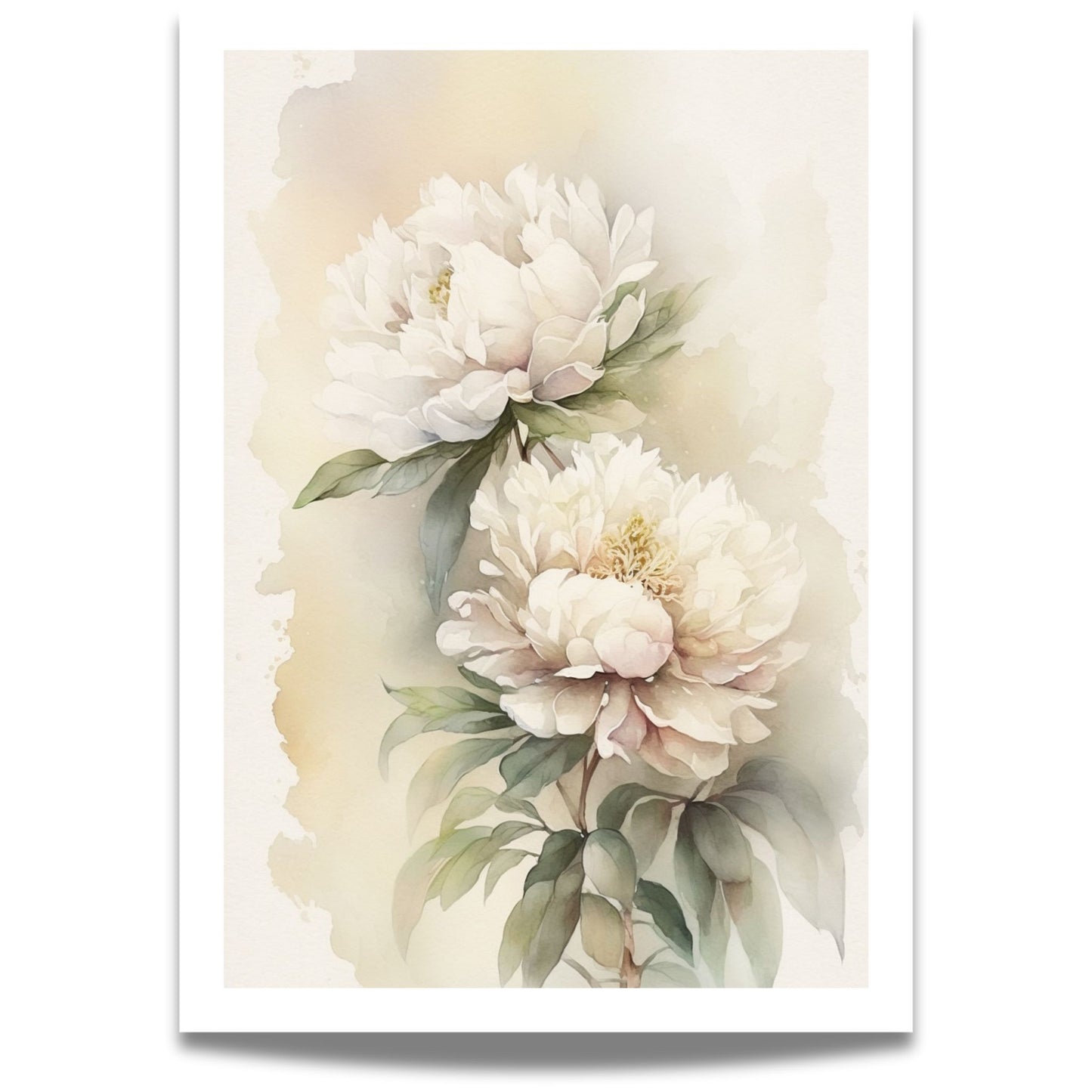 Akvarell Peonprakt No.1 er en elegant blomsterplakat med myke penselstrøk og delikate nyanser.  