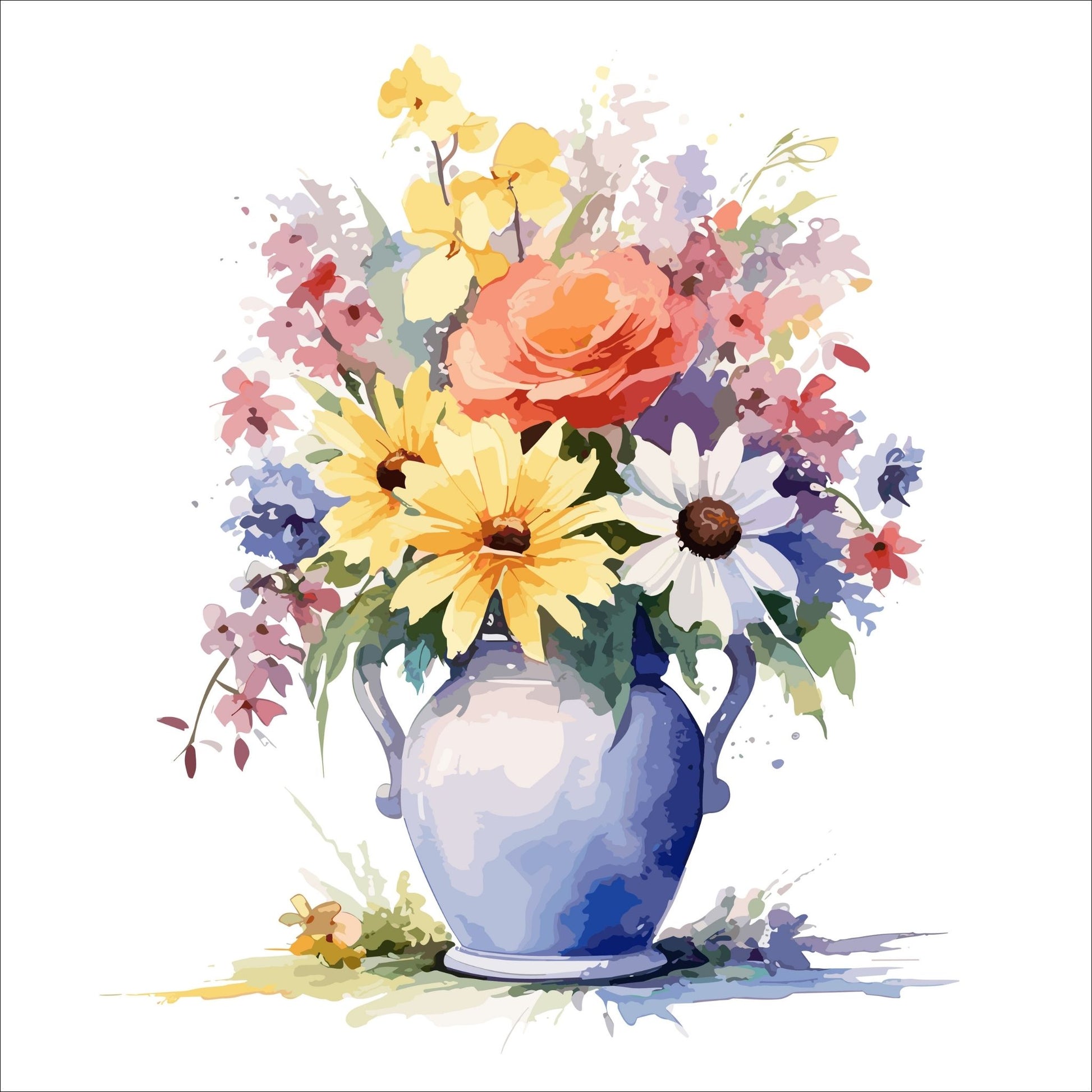 Våre "Blomsterhilsen" kort er kunstnerisk utformet med grafiske illustrasjoner i akvarell, som skildrer frodige blomsterbuketter i vase. Pakken med kort inneholder 10 ulike motiver, noe som gjør dem ideelle for alt fra bursdagskort til takkekort.