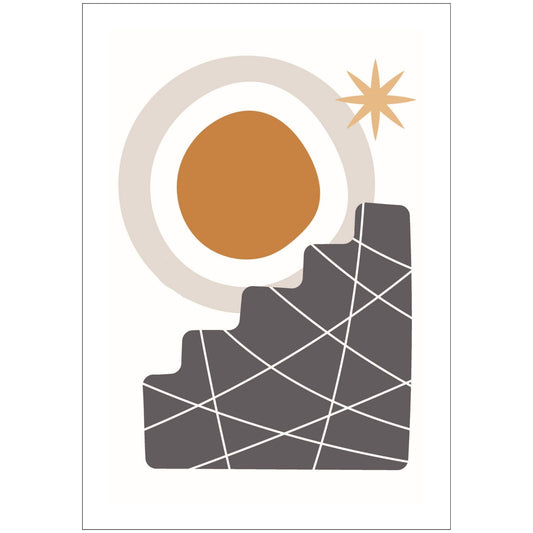 Dette kunstverket er inspirert av moderne minimalistisk design med innslag av naturlige former og fargetoner, perfekt for deg som ønsker å skape en varm og innbydende atmosfære. 