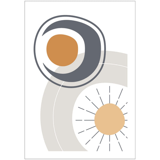 Dette kunstverket er inspirert av moderne minimalistisk design med innslag av naturlige former og fargetoner, perfekt for deg som ønsker å skape en varm og innbydende atmosfære. 