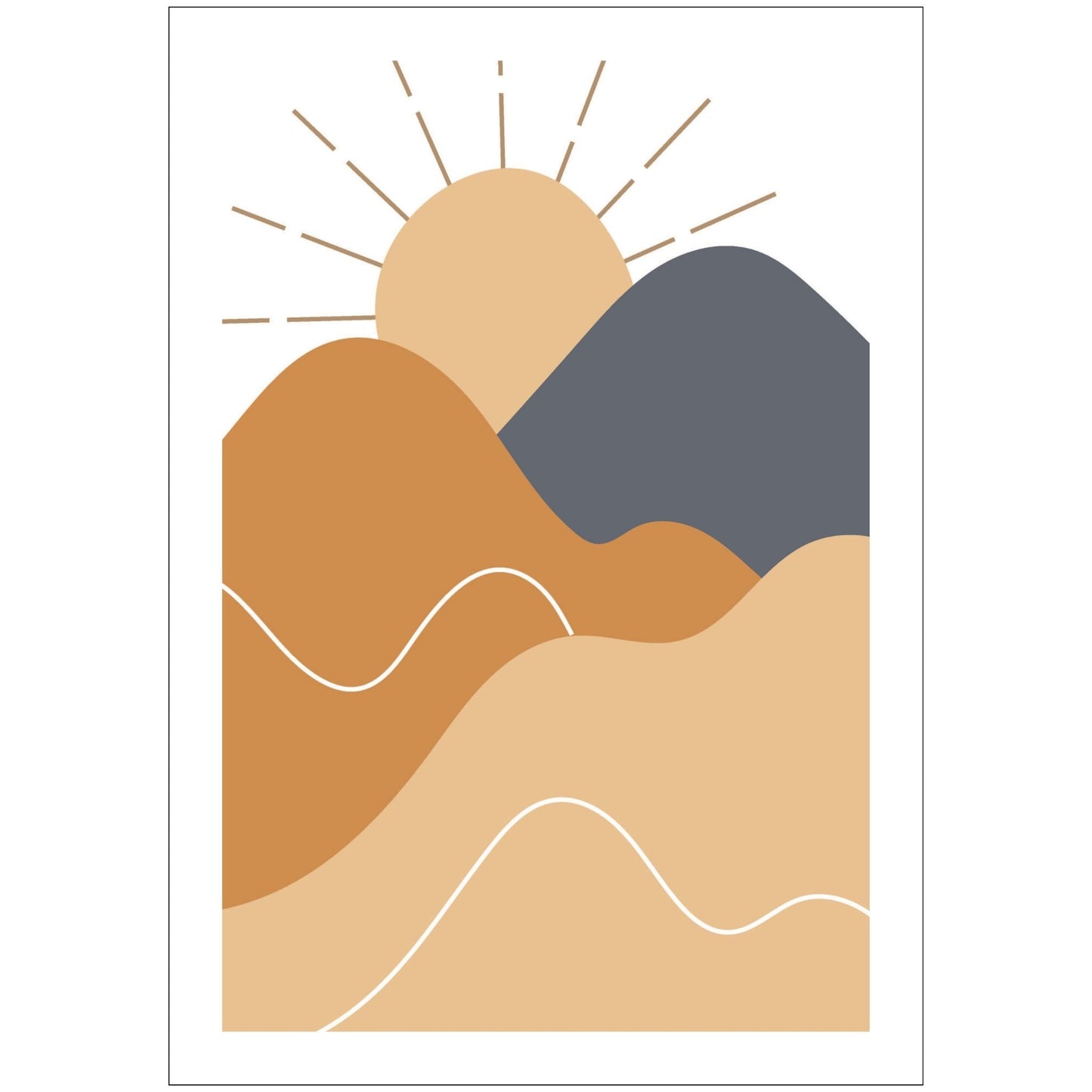 Dette kunstverket er inspirert av moderne minimalistisk design med innslag av naturlige former og fargetoner, perfekt for deg som ønsker å skape en varm og innbydende atmosfære. 